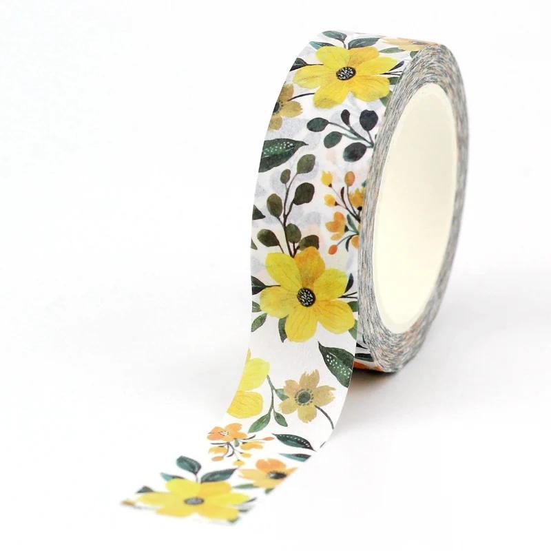 NEW 1X 10M Decor Flower Leaves Japanese Paper Cinta Washi Tape Set for Scrapbooking Masking Tape Cute Journal Kawaii Papelaria