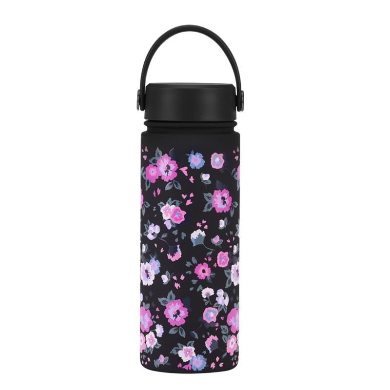 Stainless Steel Insulated Water Bottle 550ml Wide Mouth Portable Travel Mug With Handle Outdoor Gym Office