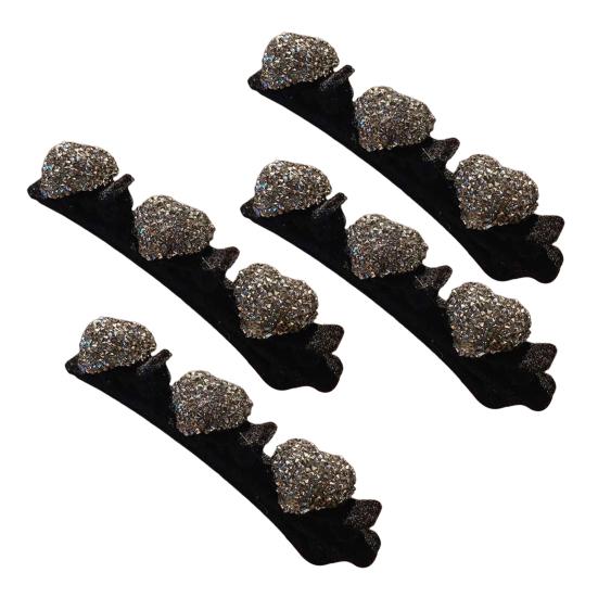 

4 шт. плетеные заколки для волос со стразами, сверкающие искусственные кристаллы, плетеные заколки для волос в форме сердца