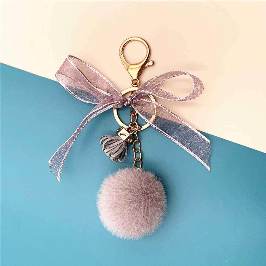 Keychain Modern Fashion Tousy Auto Key Ring Portable Simple Bag Pendant Artificial Fur Buckle Women Party Birthday Gifts