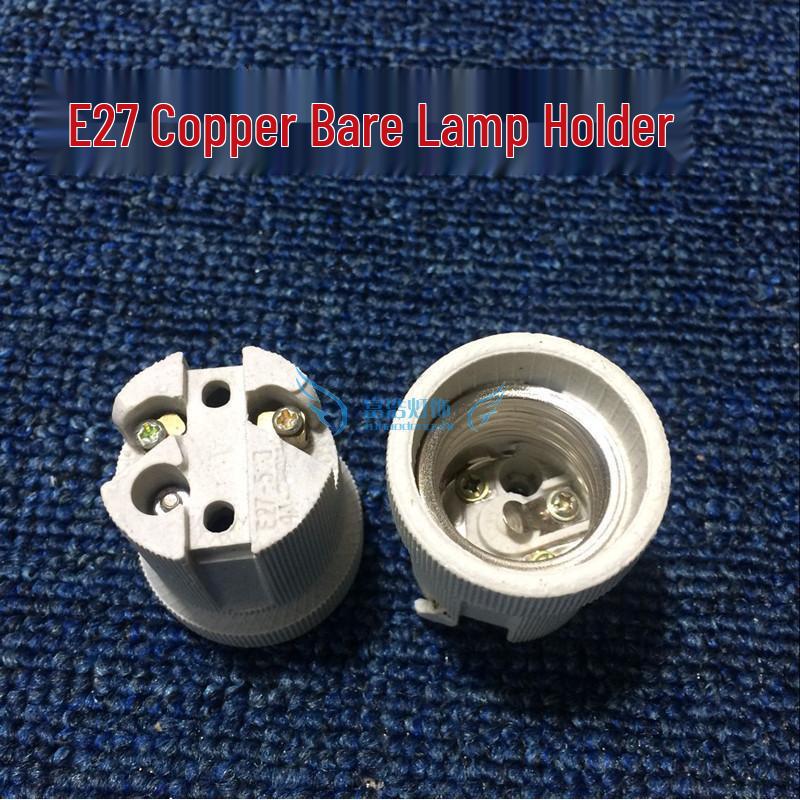 High-Temperature Ceramic E27 Screw Lamp Holder with 7-Shaped Foot and Wire, for Ceiling Lamp Modifications