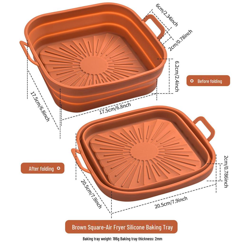 Odorless Silicone Air Fryer Liner: Square, Thick, Foldable Baking Tray