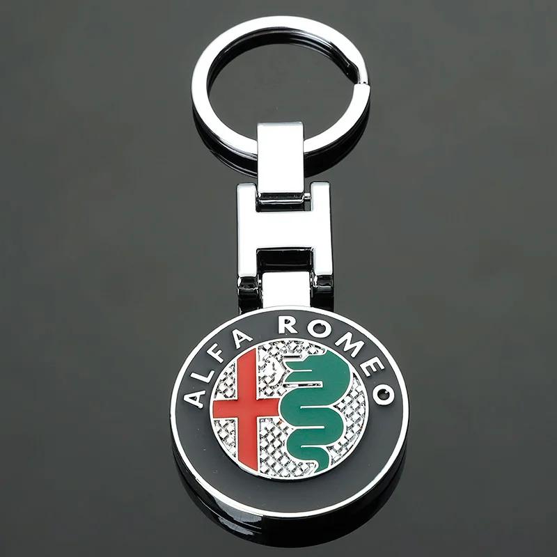 

Car Stickers For Alfa Romeo Car Emblem Keychain styling Key Ring Accessories For Alfa Romeo Giulia Stelvio Giulietta 156 159 147 чёрный