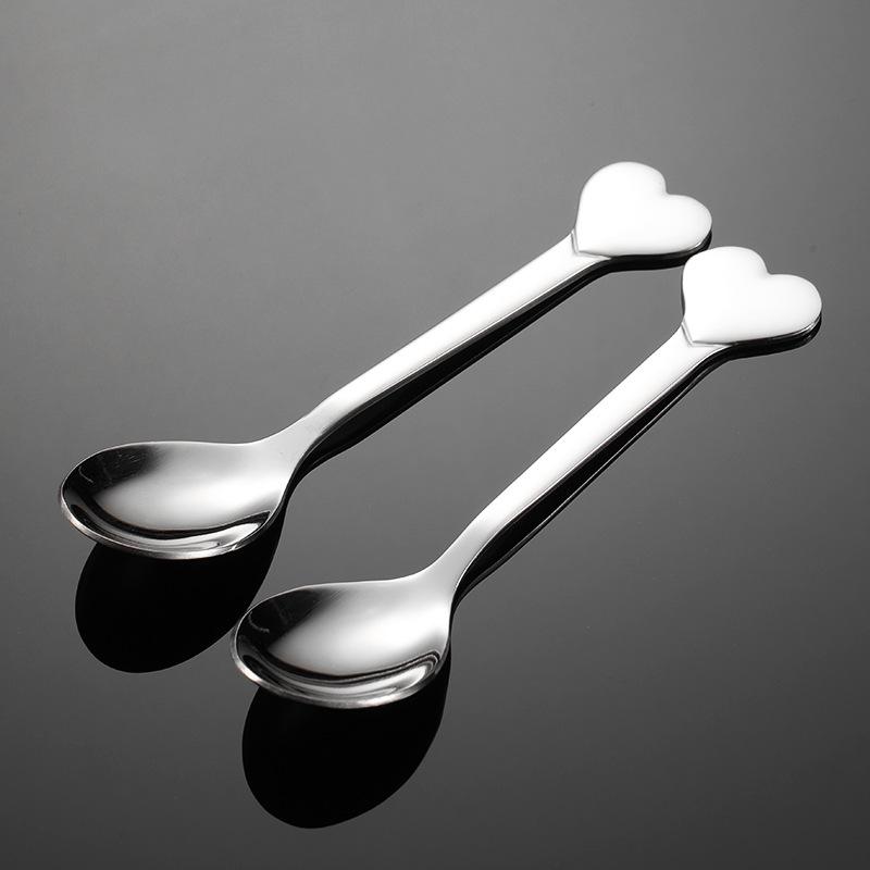 Stainless Steel Love Fork Spoon Cake Dessert Tableware Short Gift Children's Short Spoon Fruit Fork