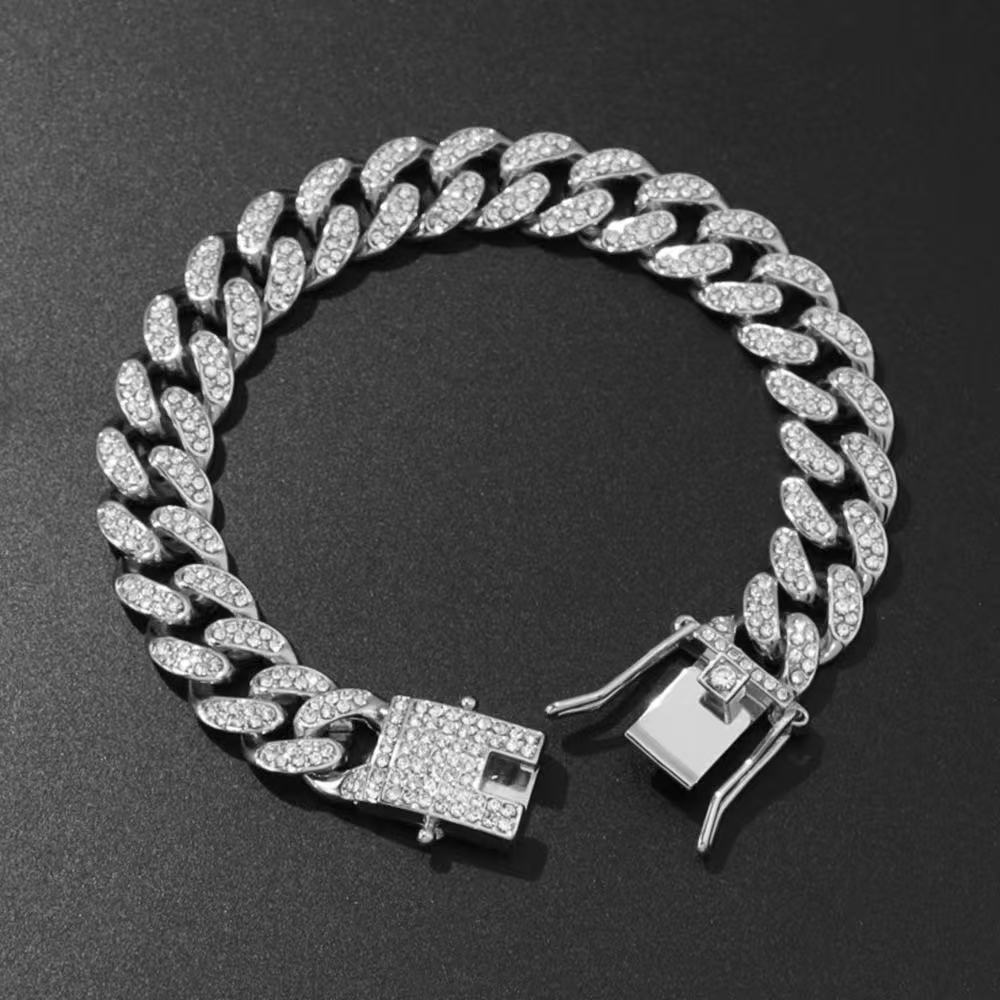 Мужской браслет JYL TS Кубинская цепь Повышает уверенность и успех Silver (20cm) русский фиолетовый