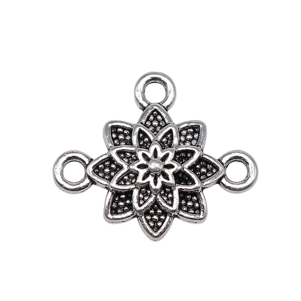 

10 шт., подвески в виде цветка, компоненты ювелирных изделий, аксессуары, античное серебро, цвет цинкового сплава, 21X18 мм