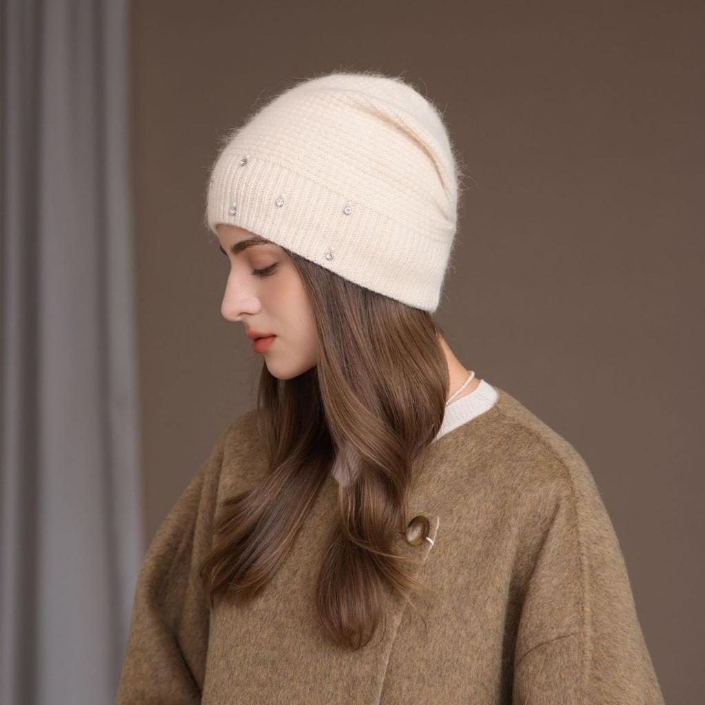 New Colored Diamond Hat Women's Winter Outdoor Fashion Thickened Warm Knitted Hat