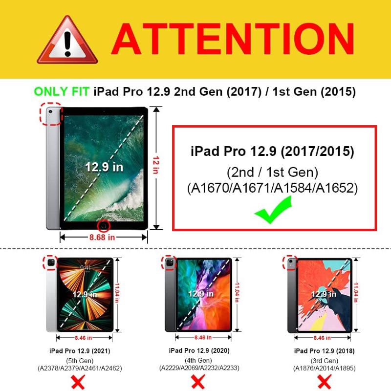 Mit Stifthalter Hülle Für iPad Pro 12.9 1./2. Generation / Modell A1584/A1652/A1670/A1671/A1821 Abdeckung Schlanke Ständer Capa