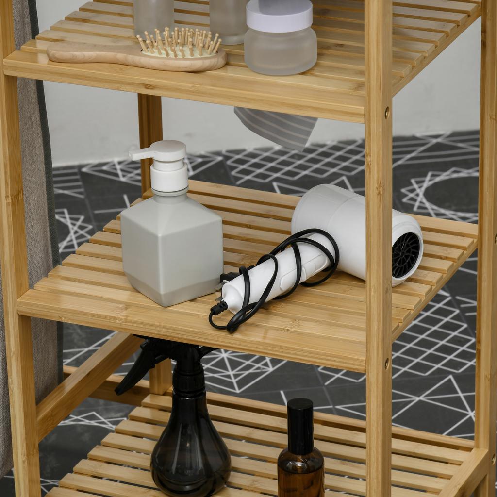 Cesto raccogli biancheria, multifunzionale, asse da stiro e sacca in tessuto 57L, struttura in bambù, 113x34x82cm, naturale/grigio