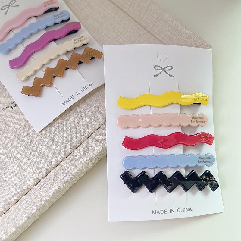 New Macaron Acetate Hairpin Cute Candy-Colored Wavy Bangs Girly Makeup Styling Hairpin Hair Accessories