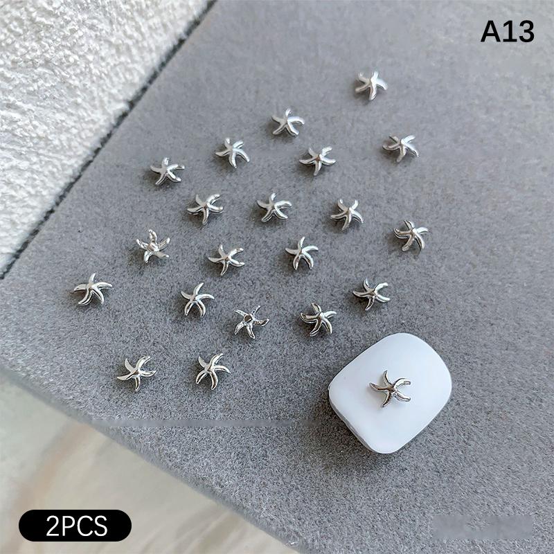 

2 шт. аксессуары для дизайна ногтей в виде морской звезды, изысканные золотые и серебряные заостренные алмазные украшения для ногтей своими руками