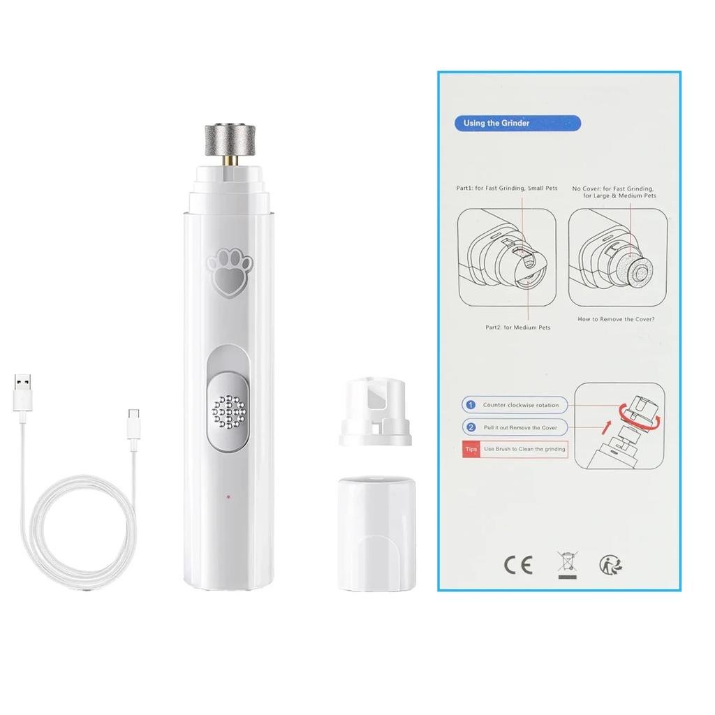 Electric Dog Nail Grinder Pet Nail Clipper USB Rechargeable Pet Nail Trimmers Painless with Polisher Wheel for Small/Large Pets