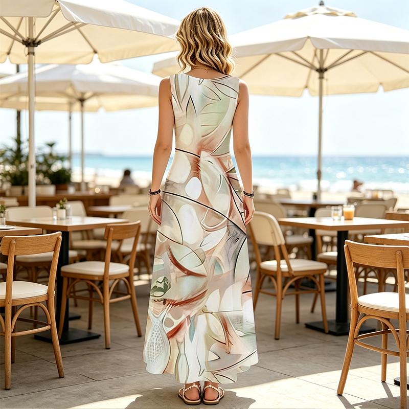 Maxi Tank Dress Women's Summer Casual Sleeveless Lightweight Dress,Stylish & Elegant,Perfect for Vacation,Daily Wear,Spring & Fall Layering