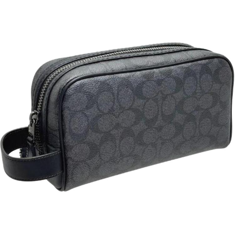 Coach Coated Canvas With Calfskin Travel Storage Bag Trumpets Mens Black