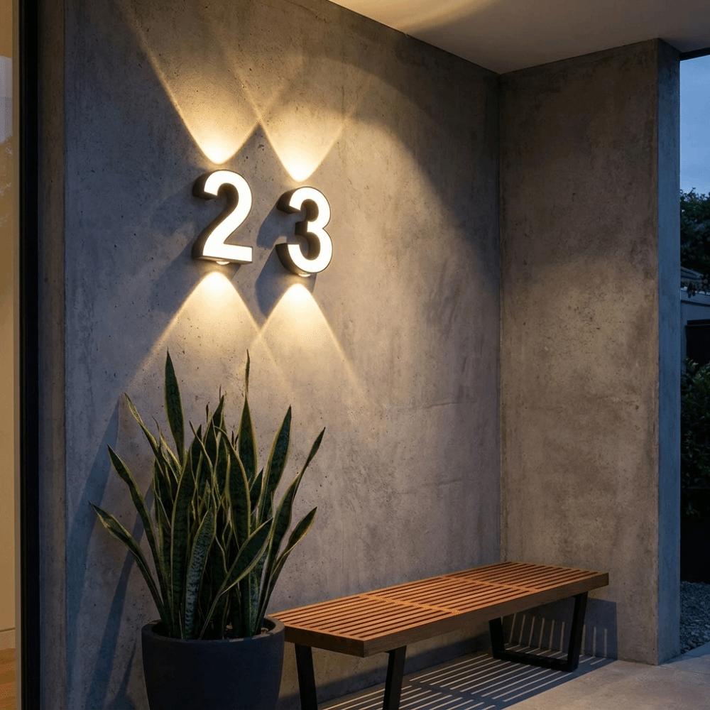 Minimalist Styling Nordic Modern LED Wall Light Simple Geometric Structure Waterproof House Number Plaque Lamp