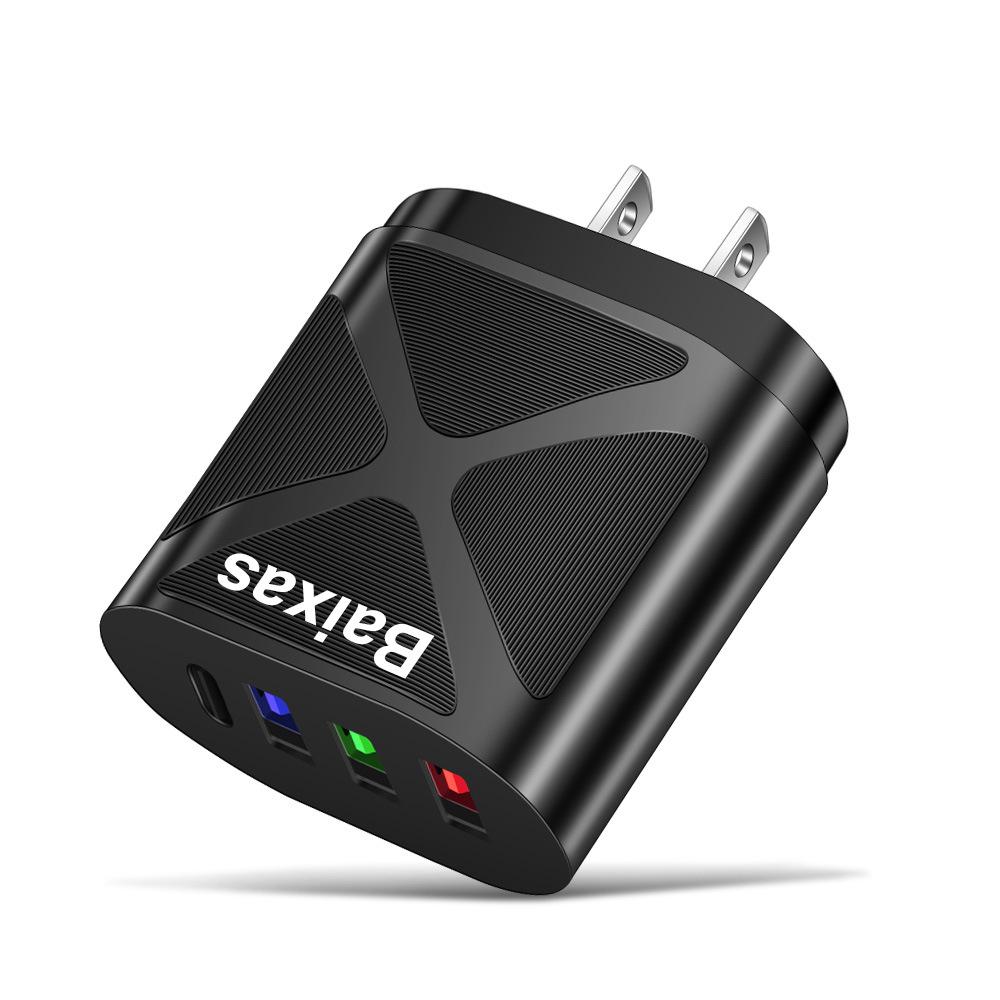 Universal Travel Charger: EU 3-USB + Type-C, US/UK Standard, 5V 2.4A
