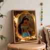 Disney Princess Jasmine Oil Art Painting Kit Home Wall Decor Handmade Gift Beautiful Elegant Arabian Queen Bedroom Decor Sparkling Art