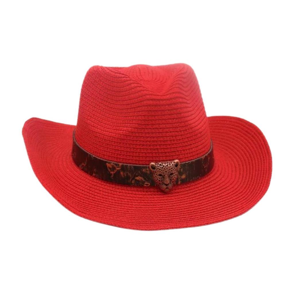 Premium Ethnic Style Woven Straw Hat Women'S Beach Beach Travel Straw Hat Western Cowboy Hat