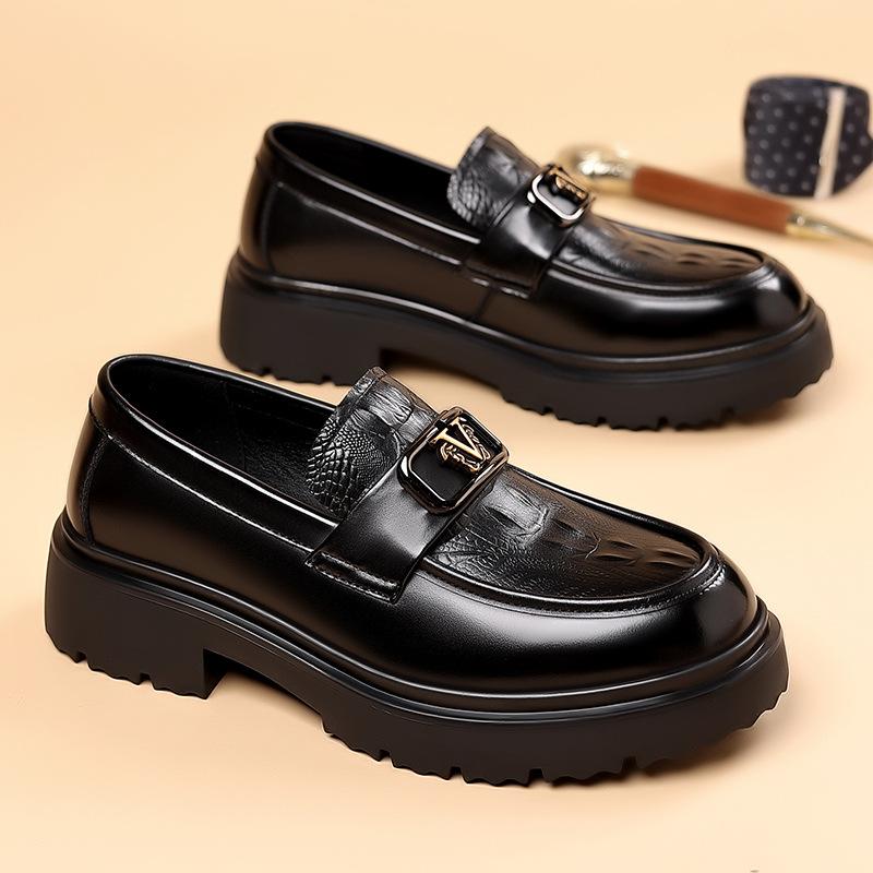 FashionBritish Cowhide Platform Loafers for Men Fashion Soft-soled Business Man Dress Shoes Designer Spring Autumn Luxury Shoes Male