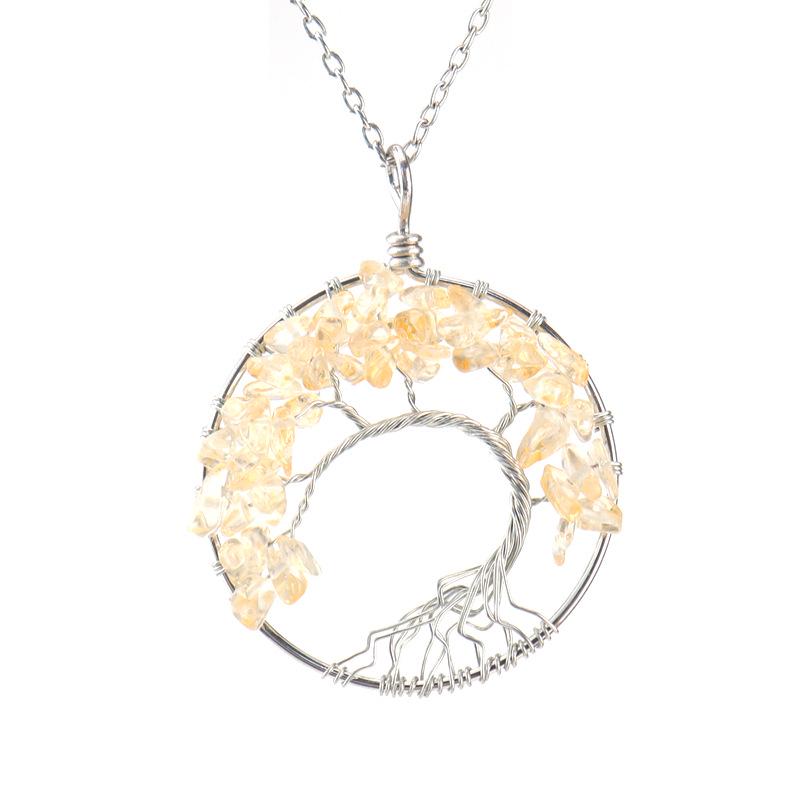 Amethyst Tree of Life Pendant with Colorful Stone Accent