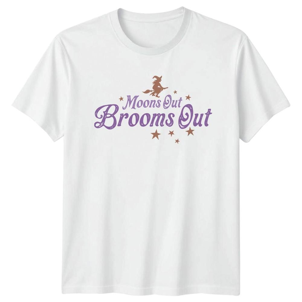 Moons Out Brooms Out Halloween Witch Graphic Tee Unisex Unisex Unisex TShirt S