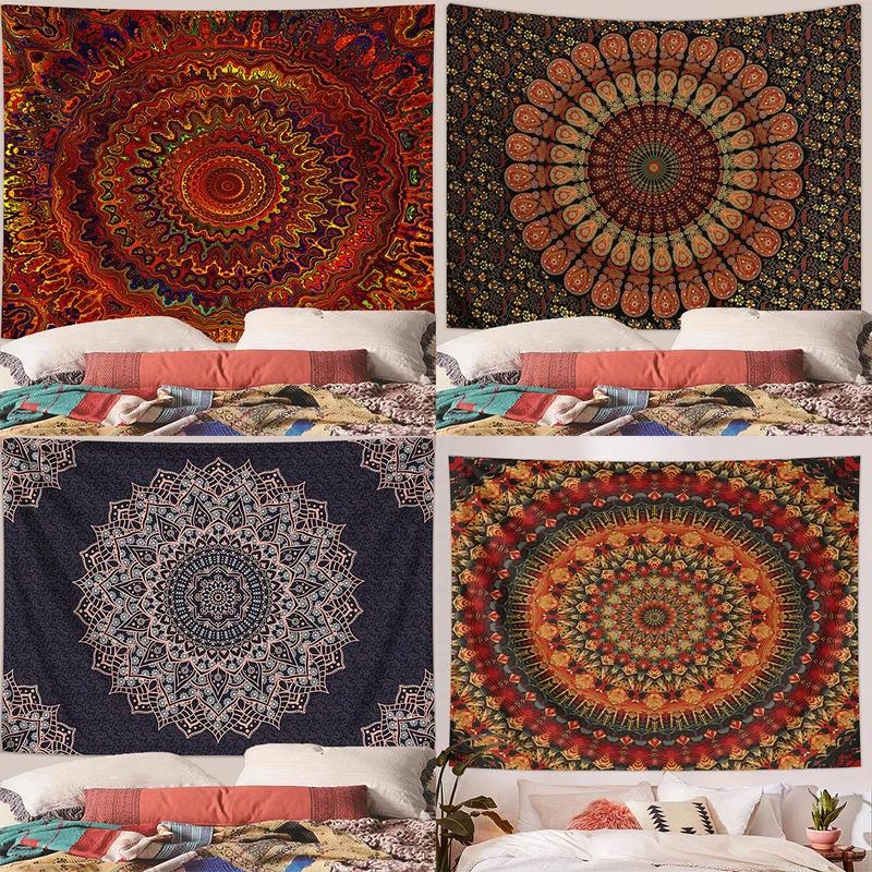 VIKAMA Bohemian Style Vintage Tapestry Ethnic Style Mandala Wall Decoration Tapestry For Living Room Backdrop