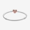 Pandora Moments Pave Heart Clasp Snake Chain Bracelet 15 Cm