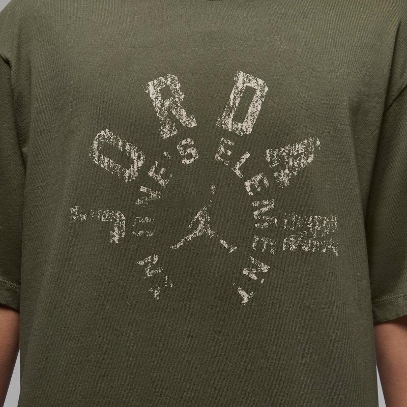 Jordan Dongdan 85 Sports Casual Breathable Round Neck Quick-Dry T-Shirt Men Tops Olive-Green HV1257222