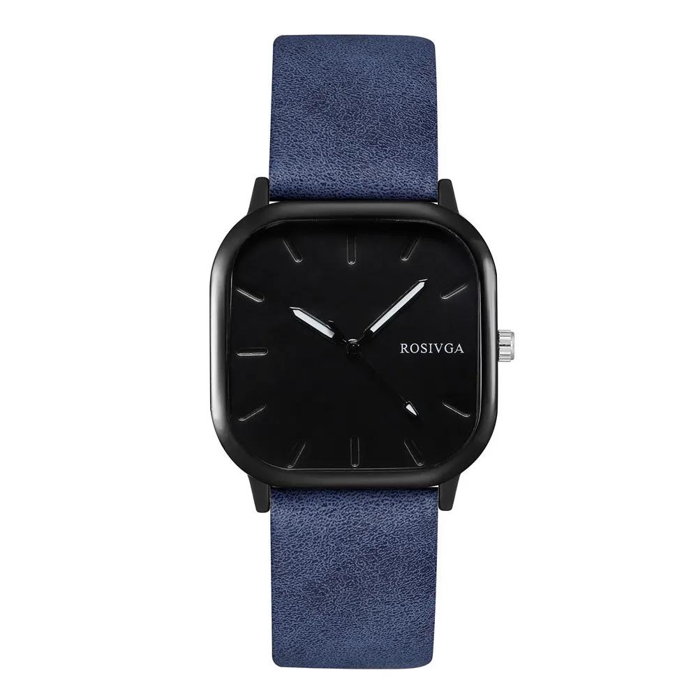 Fashion Watch Simple Square Dial PU Leather Quartz Men Business Watch Wristwatch for Men Clock for Women Montre Homme