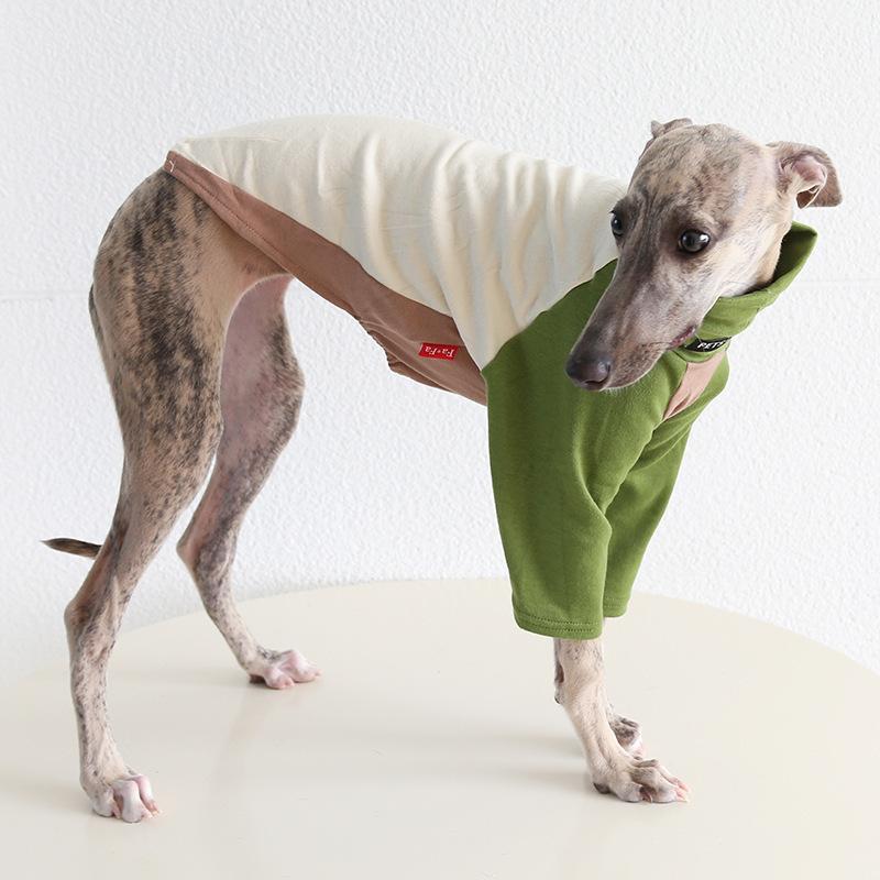 XS-2XL Neu eingetroffen Mehrfarbig Hoher Kragen Hundekleidung Greyhound Zweibeiner Langarm Haustierhemden Whibbit Strampler