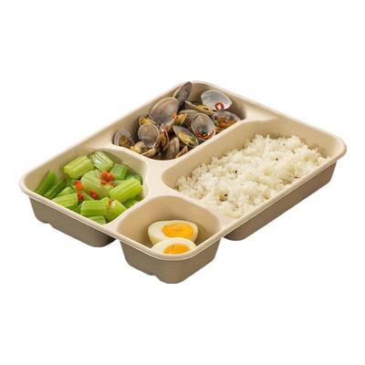 Nuoxian Food-Grade Disposable Pulp Bento Box with Lids, 5-Compartment