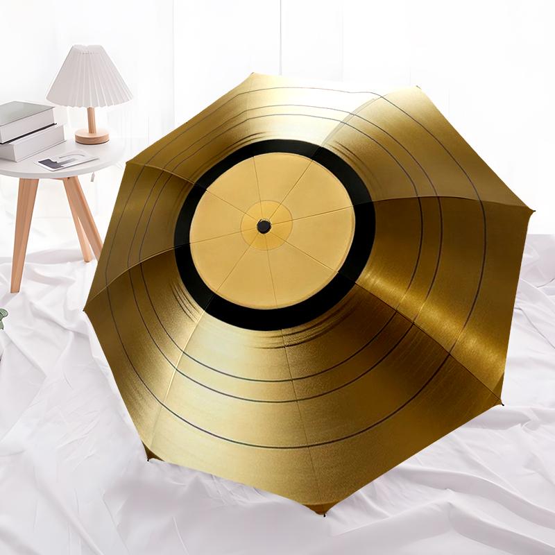 1PC Retro Records Umbrella Automatic Open/close, Sturdy Iron Frame & 8-Rib Structure, Umbrella for Women & Men, Christmas Gift