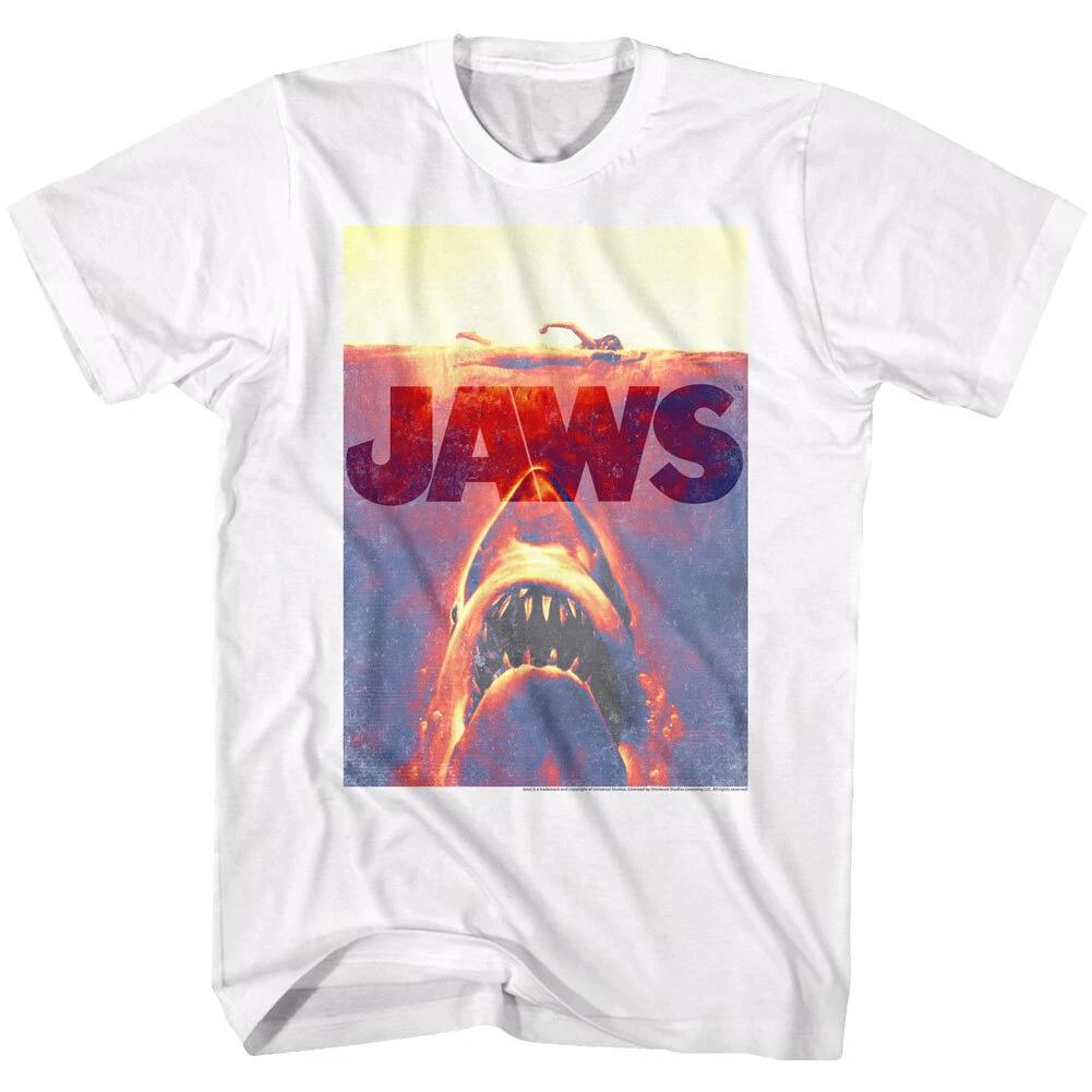 Jaws 70 s Thriller Movie Sunrays On Underwater Shark Head Men s T Shirt S