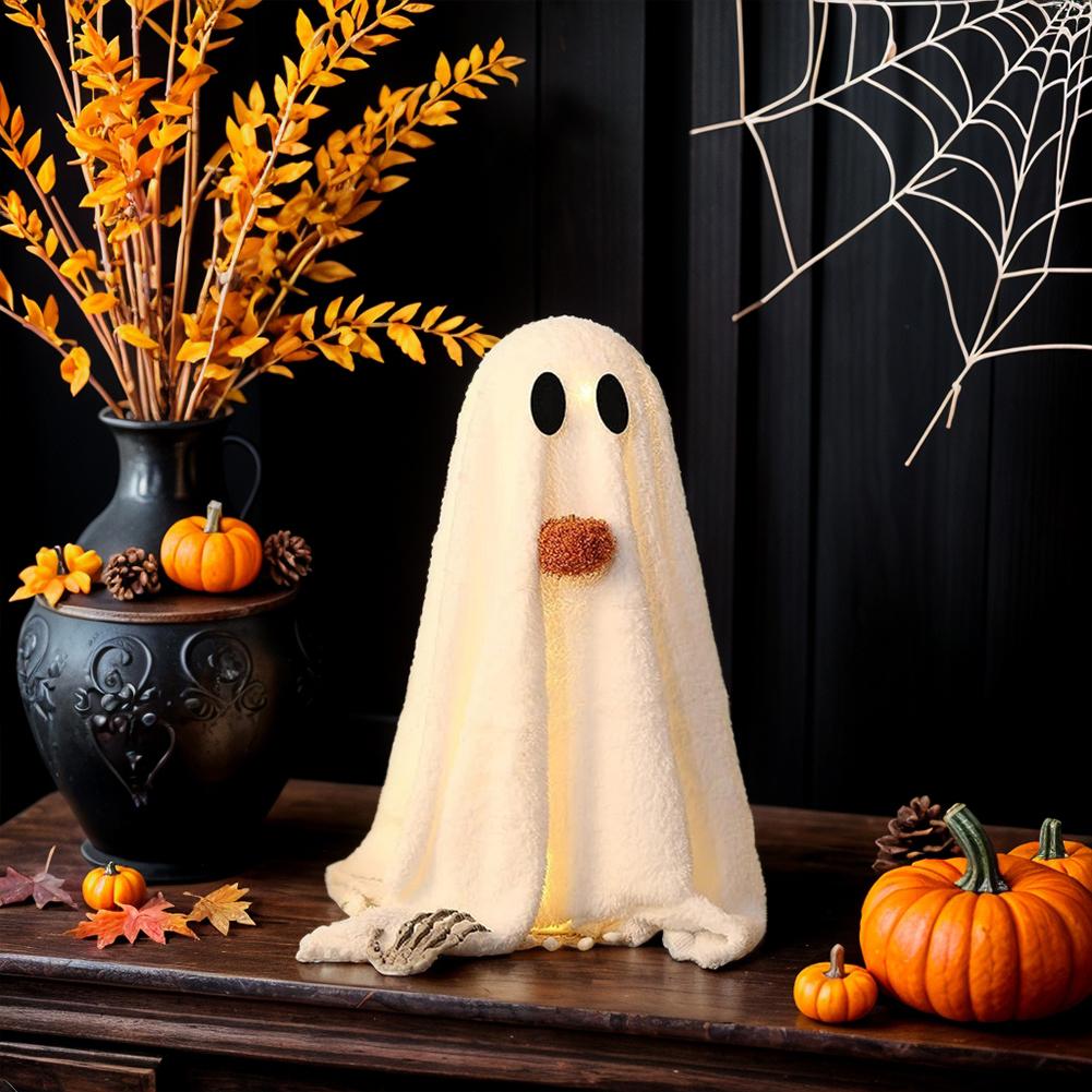 Soft Fabric Tabletop Decoration with Built-In Lights for a Spooky Home Office Fireplace and Ghost Pumpkin LED Halloween Decor