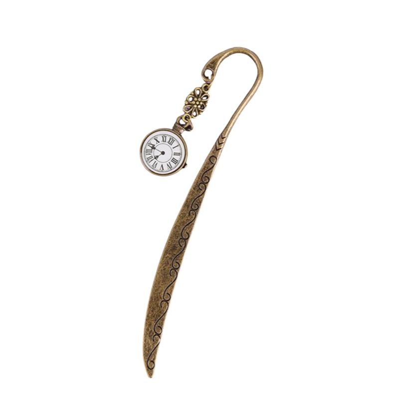 1/2pcs Vintage Metal Pocket Watch Shaped Bookmark