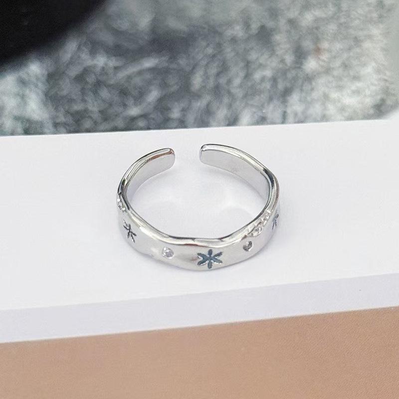 Neun Violett Aus Feuer Violett Zirkon Gebürsteter Offener Ring Damen Nische High-End Farbjuwel Persönlichkeit Leichter Luxus Ring