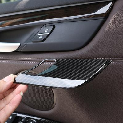 Per BMW X5 F15 X6 F16 14-18 ABS Argento/Fibra di Carbonio Texture Auto Sicurezza Maniglia Porta Serratura Ciotola Copertura Modanature Adesivi Auto