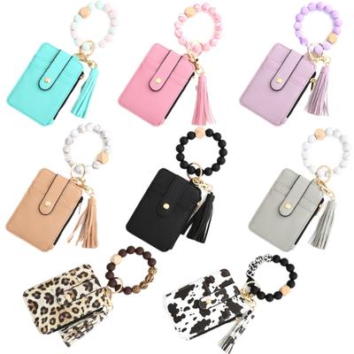 Elegant Silicone Keychain Bracelet Paired With Leather Wallet Stylish Wristlet Keyring For Keys Accessories