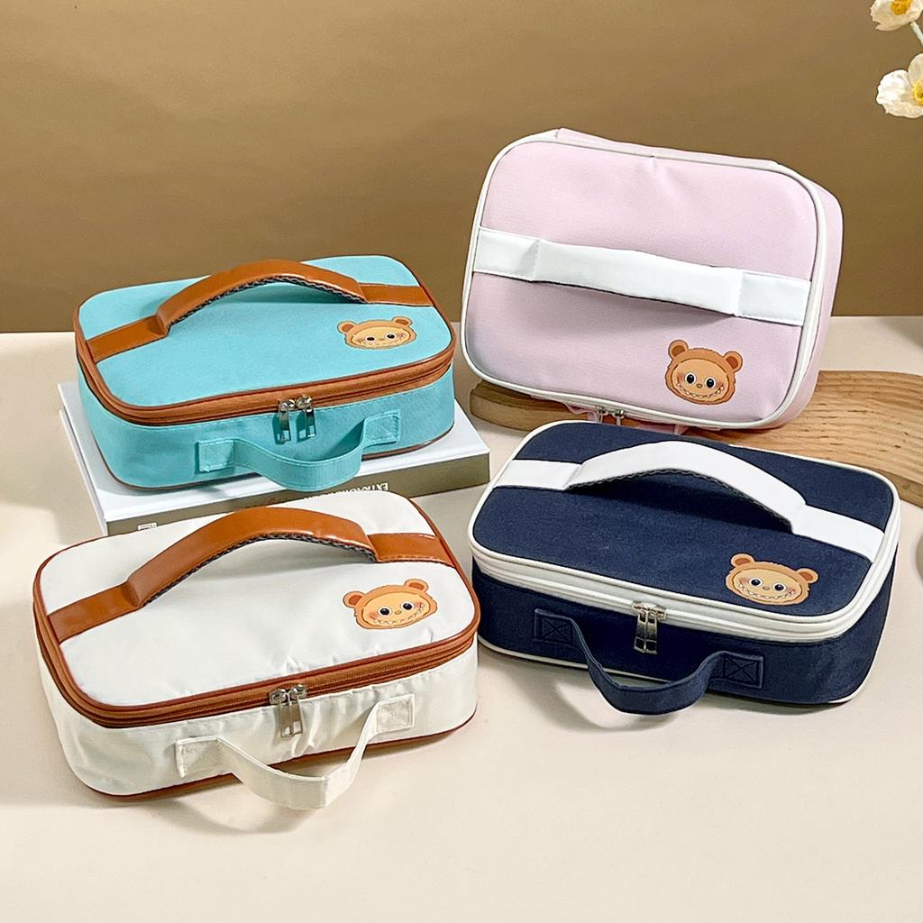Cute Cartoon Oxford Thermal Lunch Bag Large Capacity Kids Student Bento Box Storage Bag Portable Insulated Bag Picnic Cooler Bag