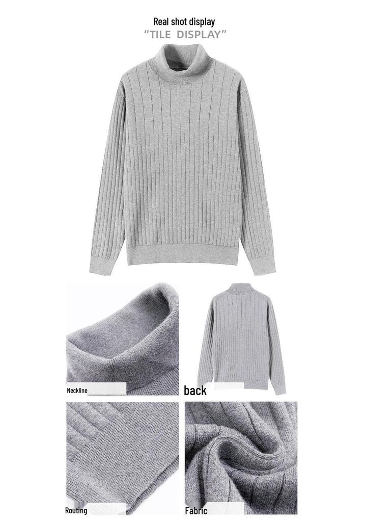 New Men's Trendy High Collar Sweater: Autumn/Winter Knitwear Fashion Base Layer