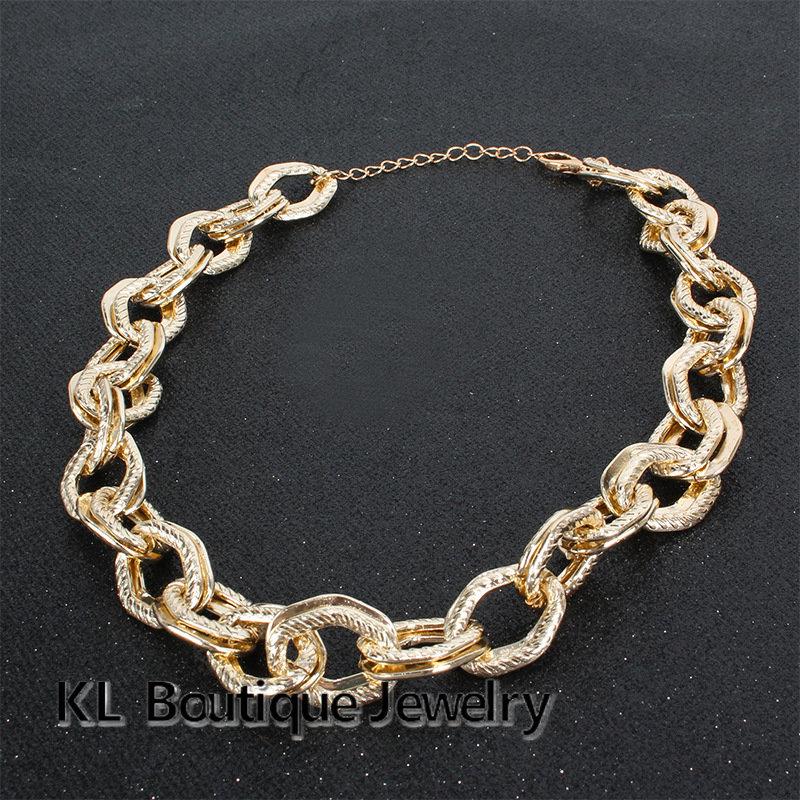 Fashion Exaggerated Punk Style Ladies Geometric Stitching Thick Chain Necklace