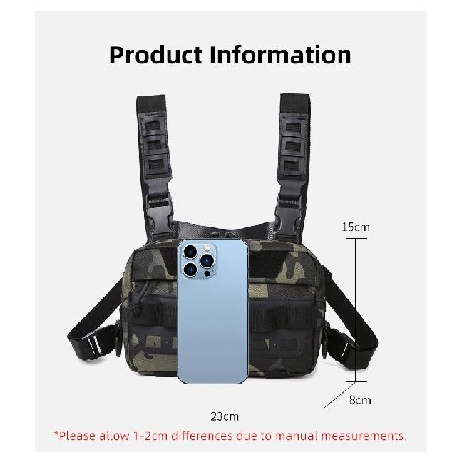 Outdoor Chest Bag for Men Rig Vest Men's Fishing Lures Tackle Waist Pack Outdoor Camping Hiking Hunting Running Tactical Bag