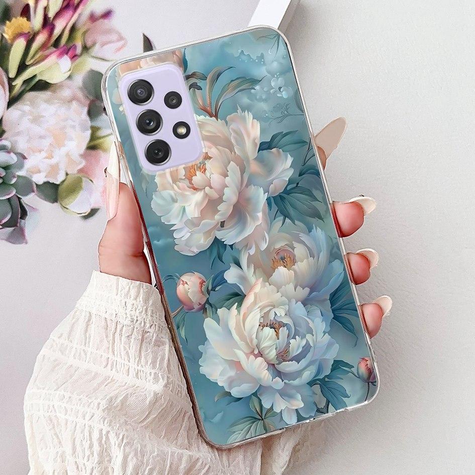 For Samsung Galaxy A52 A52s 5G Case SM-A526B SM-A528B Phone Cover Fashion Flower Soft Silicone Funda For Samsung A72 A 52 Bumper