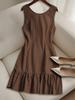 European-American Sleeveless Knit Midi Dress - High-Quality, Elegant Women's Vest Dress