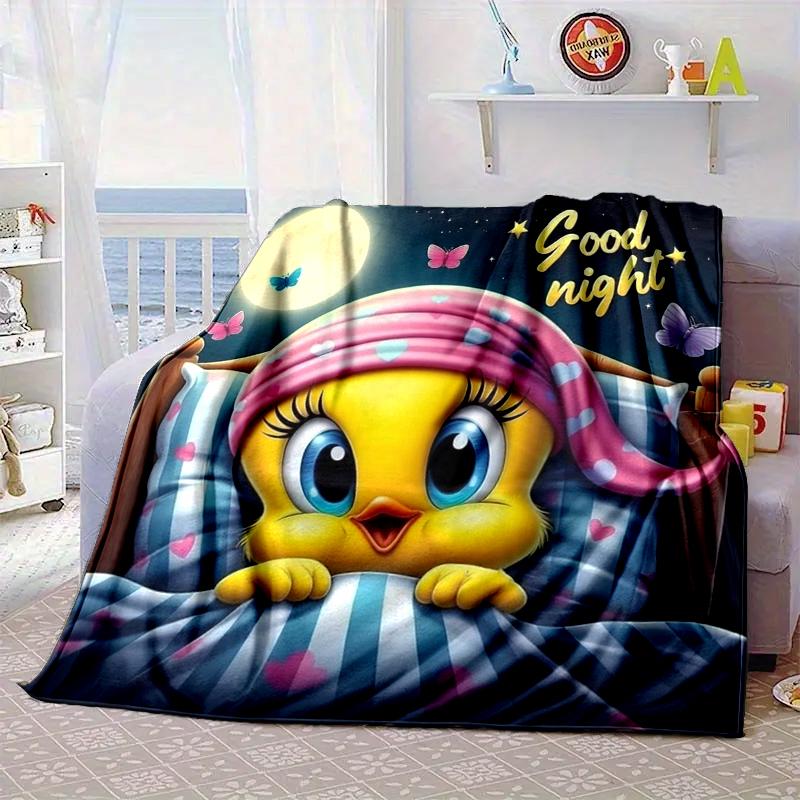 Yellow Bird Nightly Dreams Greeting Blanket Flannel Blanket for Bed, Sofa, Camping, Hiking, Picnic Essentials, Gift for Family Fan Gifts