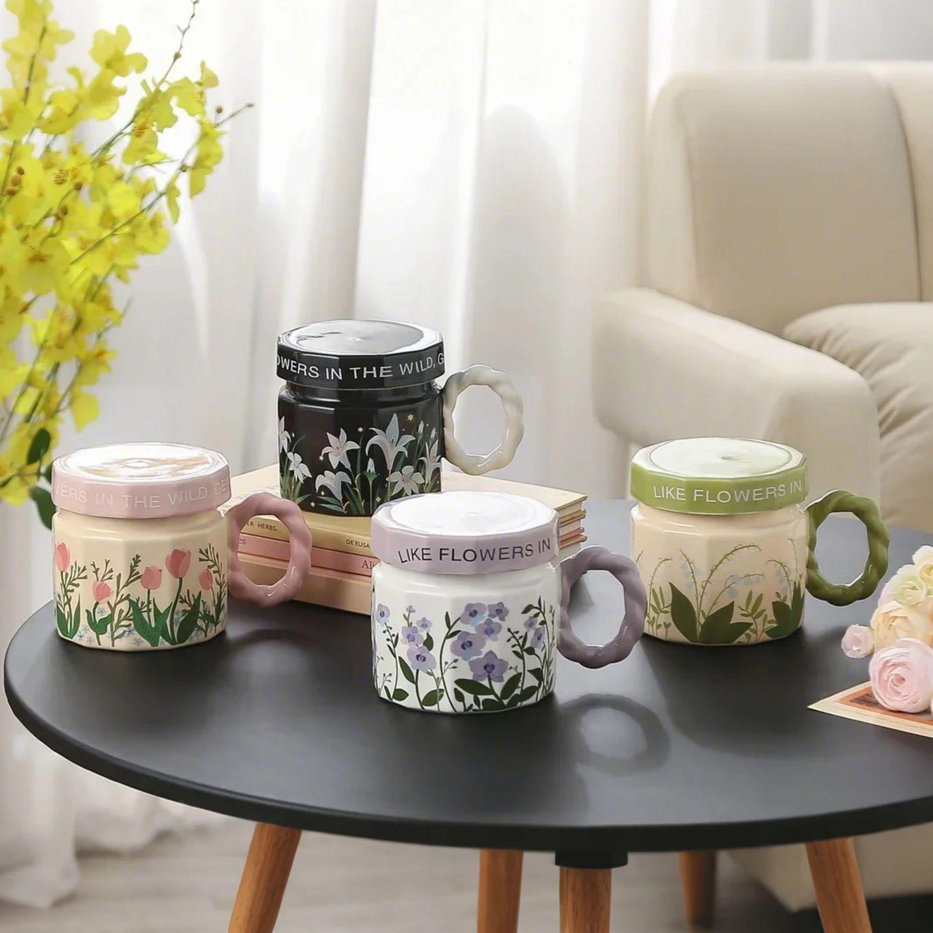 Retro Ceramic Mug for Girls - Large Capacity Creative Water Cup Souvenir 400ml