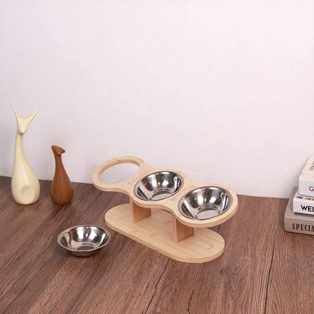 Elevated Cat Bowls Raised Food Bowls 15° Tilted Pet Bowls for Cats Puppy Small Dogs Feeder Stand with 3 Stainless Steel Bowls