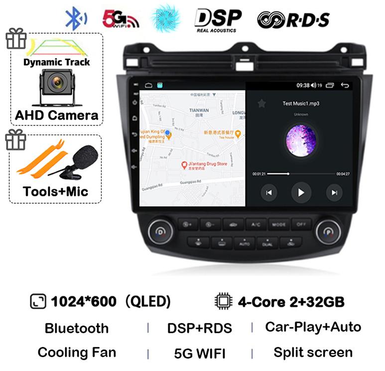 

Android 14 WIFI+4G Carplay Auto For Honda Accord 7 2003 2004 2005 2006 2007 Car Radio GPS Multimedia Video Player Audio QLED DSP
