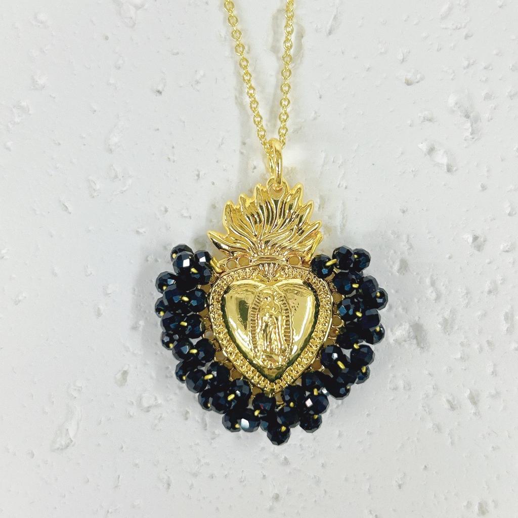 Europäische und amerikanische beliebte handgefertigte Kristallkrone Kupfer Liebe Jungfrau Halskette Anhänger Damenschmuck Geschenk