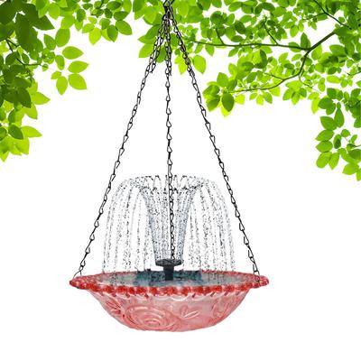 Hanging Solar Bird Bath Fountain Hangable Drinking Fountain Feeder Decor Bath For Hummingbird Garden Wildlife Attraction